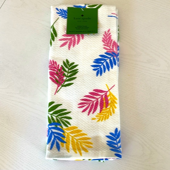 Kate Spade Multicolor Leaf Pattern Towel Set of 2 - Picture 1 of 13